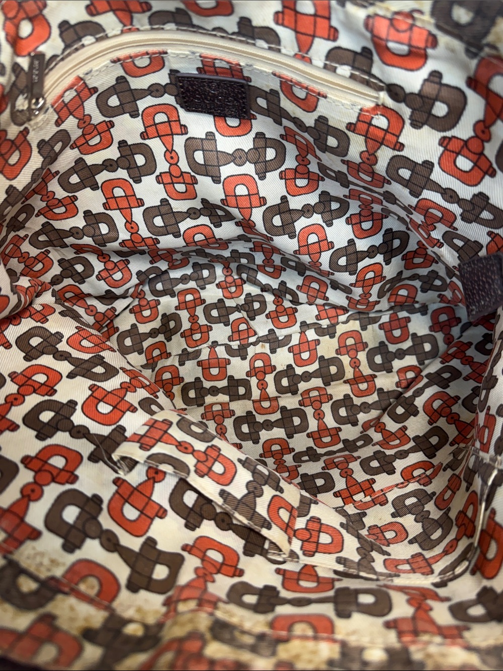 Beige Brown GG Canvas Tote with Red Green Emblem - Picture 8 of 10